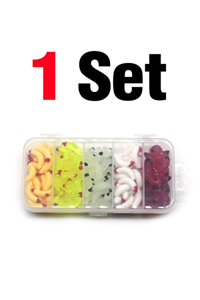 Choice 125 قطعة في العلبة، طعوم صيد صغيرة ناعمة على شكل يرقات، 2 سم، 5 ألوان ...