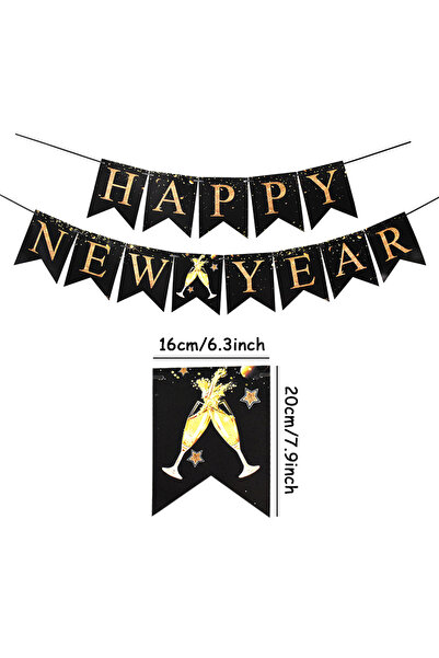 choice2 لافتة سوداء (مجموعة واحدة) - لافتات رأس السنة الجديدة 2026 - لافتة ور...