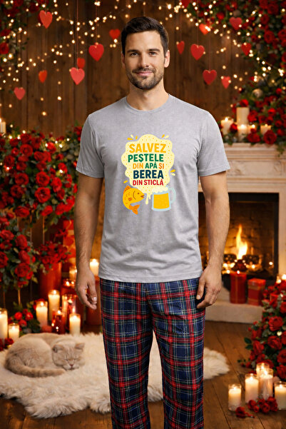 MVRDAR Σετ ανδρικής βαμβακερής πιτζάμας για την Ημέρα του Αγίου Βαλεντίνου, D...