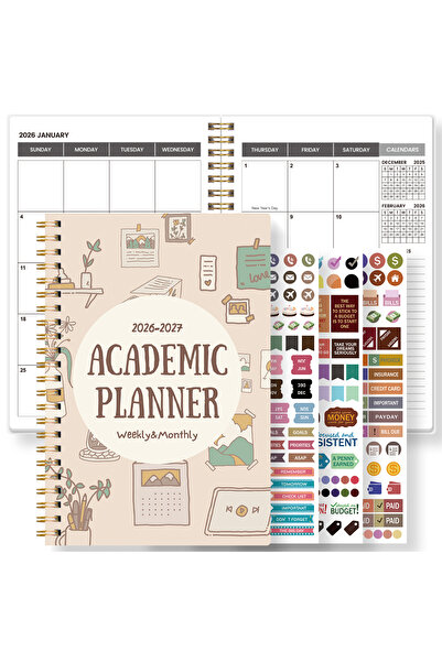 Choice1 Brown A5 2026-2027 Academic Planner Weekly Monthly Organizer, Jan 202...