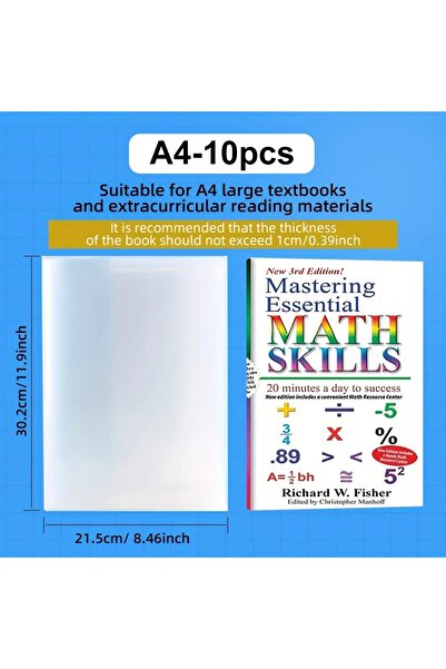Choice غلاف كتاب شفاف A4-10 قطع، مصنوع من مادة البولي بروبيلين عالية الشفافية...