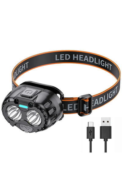 Choice مصباح طوارئ DC666 أسود اللون، مصباح رأس مزود بمستشعر حركة، مصباح LED أ...