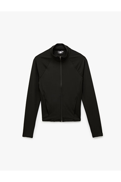 Koton Mock Neck Long Sleeve Sports Jacket with Zipper