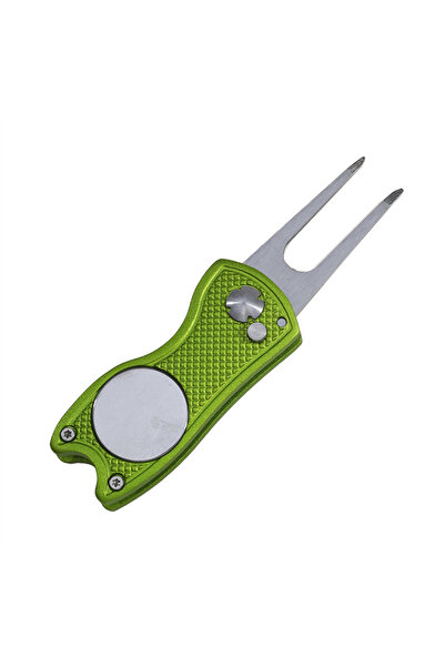 Choice Lime green 1/2pc Foldable Golf Divot Repair Tool with Golf Ball Tool P...