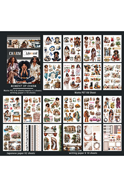 Choice1 TZ137-1 ٢٠ ورقة من ملصقات "لحظة من السحر" الجمالية، لوازم كتاب الملصق...