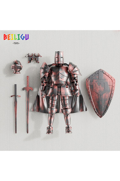 choice2 لعبة تجميع شخصيات فارس العصور الوسطى الأحمر متعدد الحركات، تتضمن أسلح...