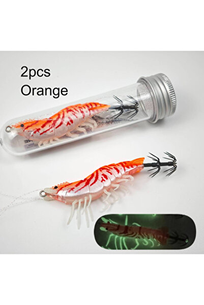 Choice طُعم صيد - برتقالي - قطعتان، 8 سم، طُعم روبيان حقيقي مضيء، طُعم صيد رو...