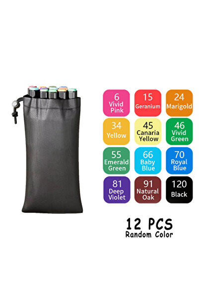 Choice ١٢ لونًا (٢٤/٣٦/٤٨/٦٠/٨٠/١٢٠/١٦٨ لونًا) أقلام تحديد فنية دائمة برأس مز...