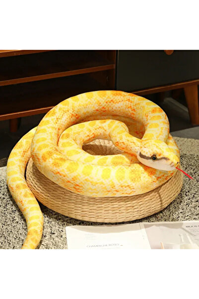 Choice لعبة ثعبان عملاق ذهبي بطول 200 سم أو 160/200 سم، لعبة قطيفة على شكل ثع...