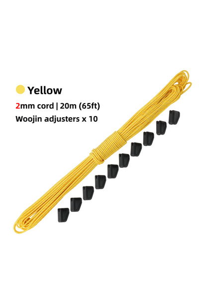 Choice حبال داينيما طويلة بطول 20 مترًا - 2 مم - أصفر [HODR]، حبال خيام خفيفة...