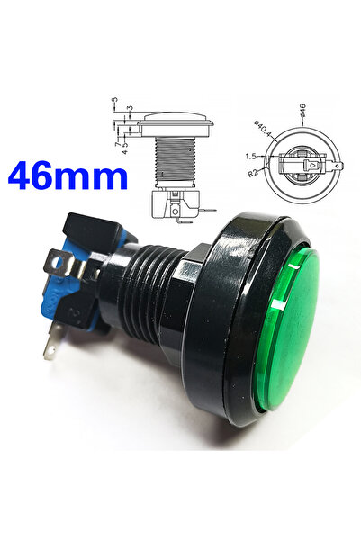 Choice مفتاح ألعاب LED أخضر اللون، قطعة واحدة، 46 مم، زر ضغط دائري لحظي، إضاء...