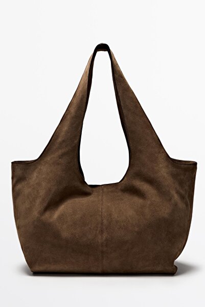 Massimo Dutti Maxi süet deri tote çanta