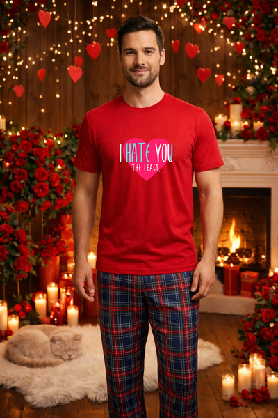 MVRDAR Σετ ανδρικής βαμβακερής πιτζάμας για την Ημέρα του Αγίου Βαλεντίνου, D...