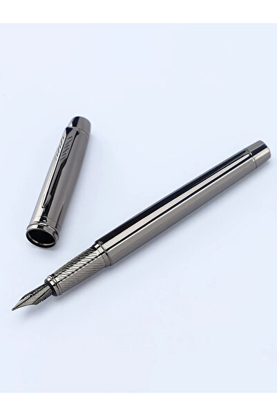 Choice قلم حبر فاخر فضي رمادي، قطعة واحدة، رأس قلم من الإريديوم، مقاس متوسط 0...