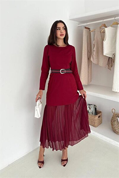 Neşeli Butik rochie de lungime întreagă cu detaliu de centură, aspect de fust...