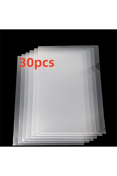 Choice 30Pcs 10pcs A4 Transparent L-Shaped File Folders - Waterproof and Dura...