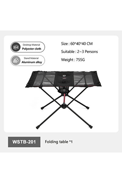 Widesea WSTB-201 Portable Folding Camping Table with Cup Holders & Mesh Pocke...