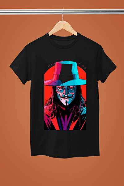 MAGORS V for Vendetta Printed 100% Cotton Short Sleeve Regular Fit T-Shirt