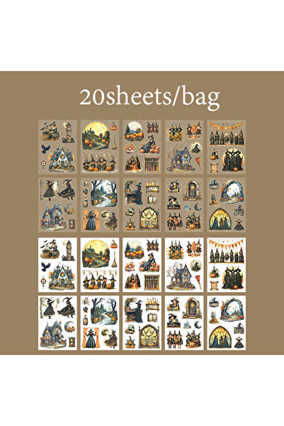 Choice S28541-3 20pcs Midnight Party Gothic Sticker Book, Dark Style DIY Deca...