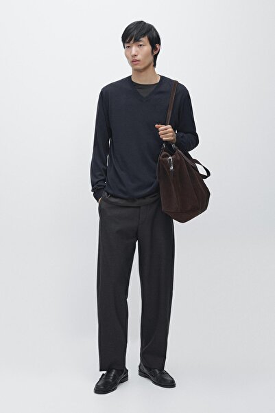 Massimo Dutti Pamuklu V yaka triko kazak