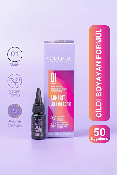 Combinal Kaş Boya Seti No:1 Black/Siyah - Cilt ve Kıl Boyayan Hibrit, Sıvı, V...