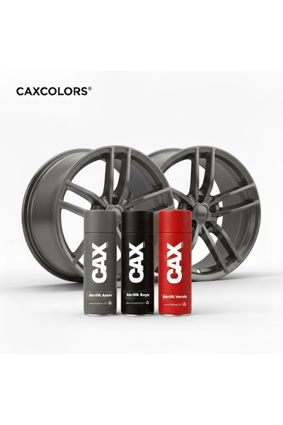 caxcolors Gun metal Jant Boyama Seti - 3'lü Avantajlı Paket (Akrilik Astar + ...