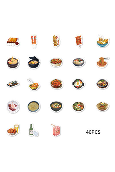 Choice ٤٦ قطعة من ملصقات برسومات طعام كوري للدفاتر، زجاجات المياه، الحقائب، م...
