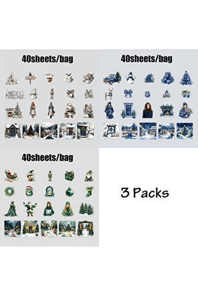 Choice S29285-456 3 Packs Merry Christmas Series PET Sticker Pack, Holiday Th...