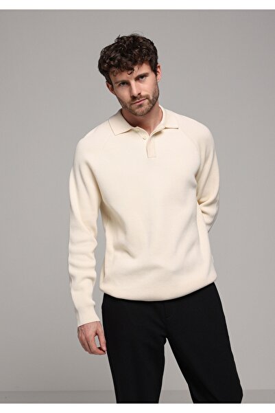 Colin's Regular Fit Polo Neck Jacquard Men's Beige Sweater