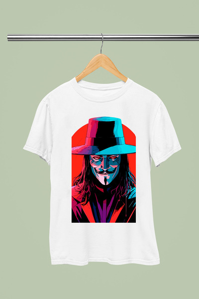 MAGORS V for Vendetta Printed 100% Cotton Short Sleeve Regular Fit T-Shirt