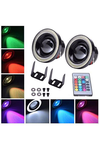 Universal SİS GÜNDÜZ FARI MERCEK ANGEL LED 89MM RGB KUMANDALI 7 RENK