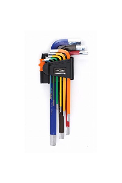 Kraft Set of colored anti-corrosion hexagon sockets, HEX, CRV, 9 pieces,