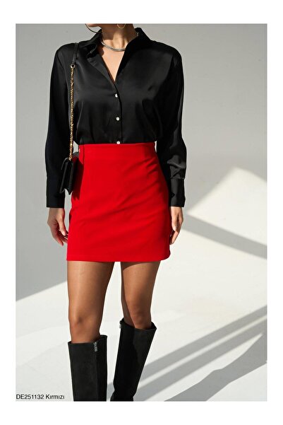 Coral Kadife Mini Çan Etek De251132 Siyah