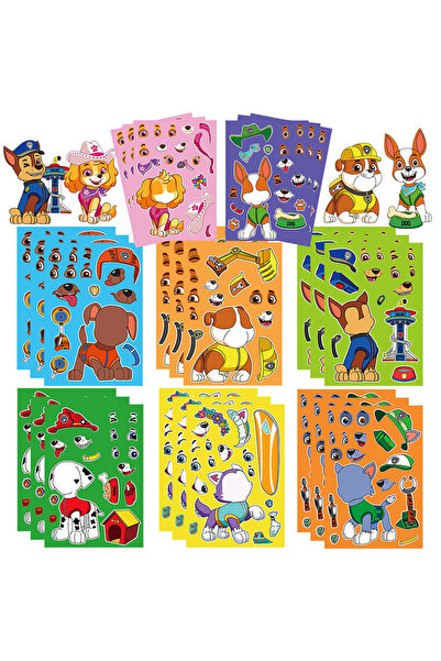 PAW PATROL 16 8/16Sheets Puzzle Anime Stickers Chase Make-a-Face Assemble Fun...