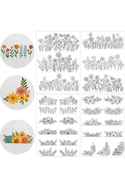 Choice6 4 أوراق من مثبتات التطريز القابلة للذوبان في الماء، بنمط حروف، ورق تط...