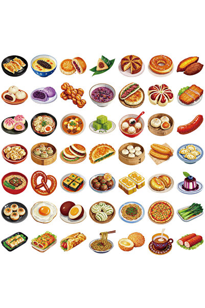 Choice 50PCS 50PCS Transparent Chinese Food Sticker Pack - Waterproof PET for...