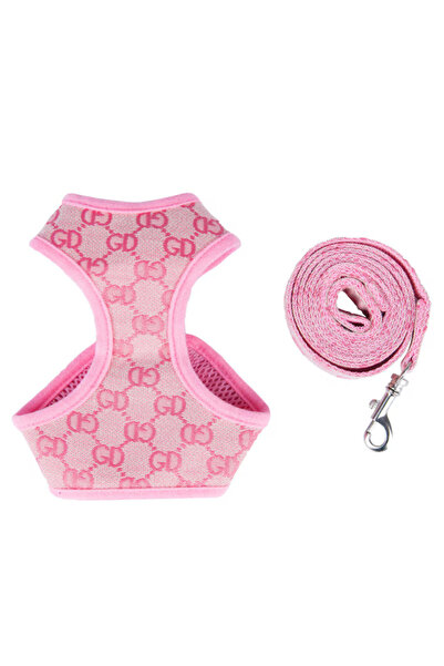 OEM Set ham si lesa reglabila cu print, ham comod cu plasa, roz, 1.5-2.5kg, S