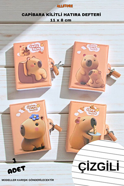 ALLStore CAPİBARA (KAPİBARA) KİLİTLİ HATIRA DEFTERİ 11 x 8 cm