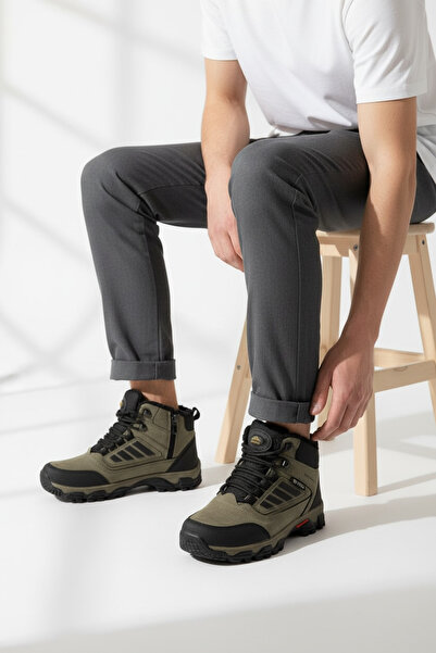 Ensa أحذية شتوية للرجال الشباب مبطنة بالفرو مع سحاب