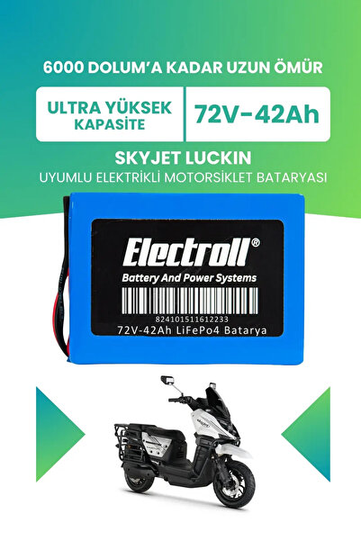 ELECTROLL SKYJET LUCKIN Uyumlu Batarya LiFePO4 72V 42Ah Elektrikli Motorsikle...