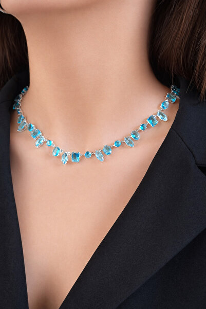 HOUSEKİ Blue Crystal Stone Necklace