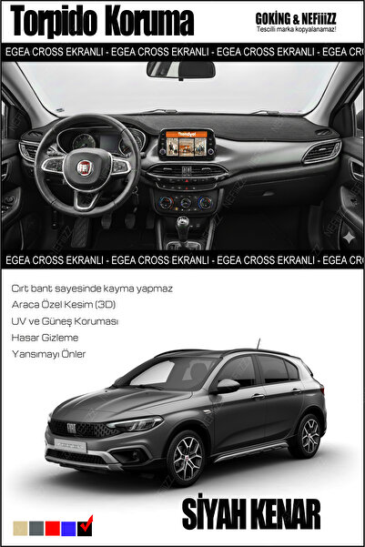NEFİİİZZ Fiat Egea Cross Torpido Koruyucu Ekranlı Modele Özel 2015 - 2026 Ara...
