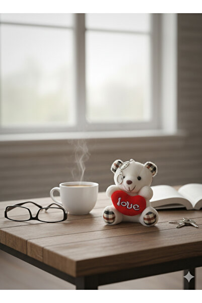 fema aksesuar سلسلة مفاتيح على شكل دمية دب قابلة للنفخ مع قلب حب (13 سم)