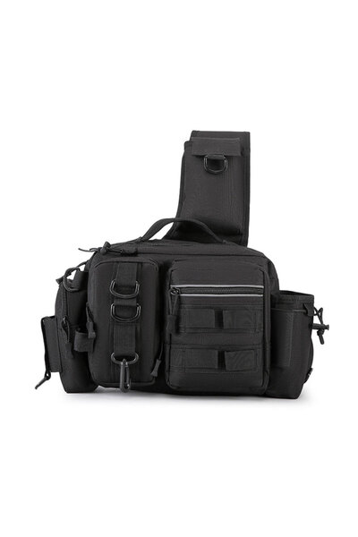 Choice حقيبة أدوات صيد سوداء، حقيبة أدوات صيد بسحاب وحزام كتف قابل للتعديل، ح...