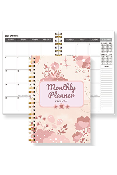 Choice مخطط أسبوعي وشهري آخر من مقاس A5 لعامي 2026-2027 - منظم حلزوني مع تقوي...