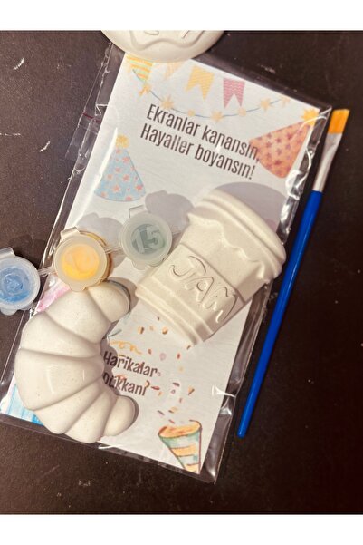 HARİKALAR DÜKKANI Reçel ve Kruvasan Figürlü Taş Tozu Boyama Seti Karne Hediye...