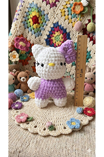 WLS studio Hello Kitty Oyuncak | Amigurumi Uyku Arkadaşı | El Emeği 16-17 cm