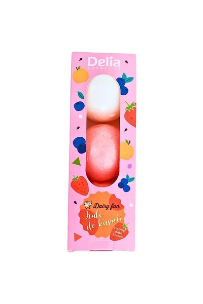 Delia Set of 3 x Dairy Fun Effervescent Bath Bombs, Blueberries, Strawberries...