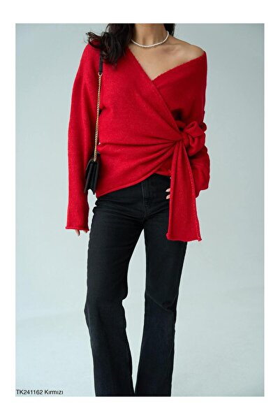 Coral بأزرار على الجهتين سترة برباط Tk241162 أحمر