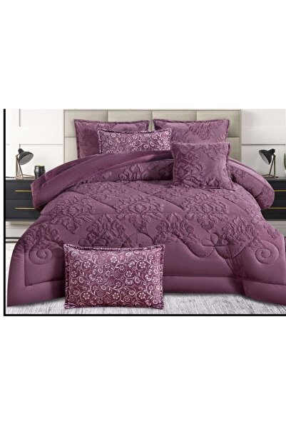 alzawia طقم مفرش 6 قطع نفرين شتوي حشوة وسط مخمل ناعم مع فرو سادة خامة مخمل لح...